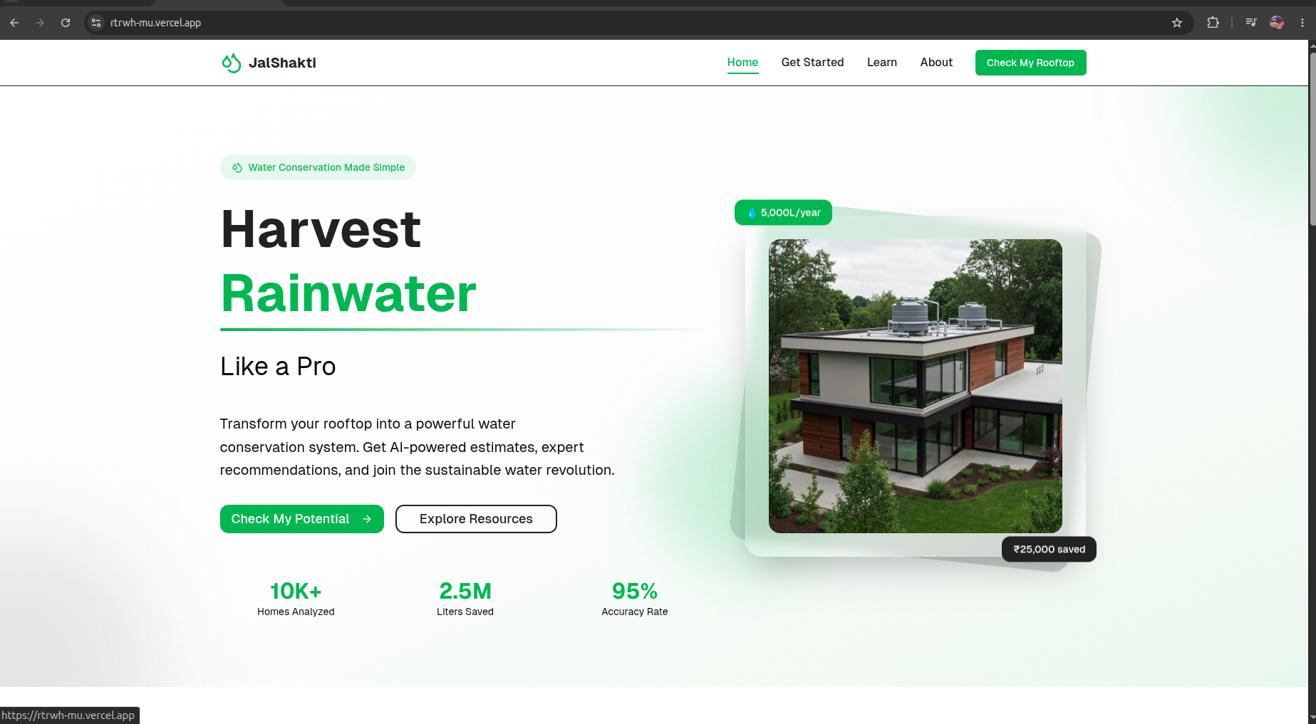 JalShakti — Rainwater Harvesting AI screenshot