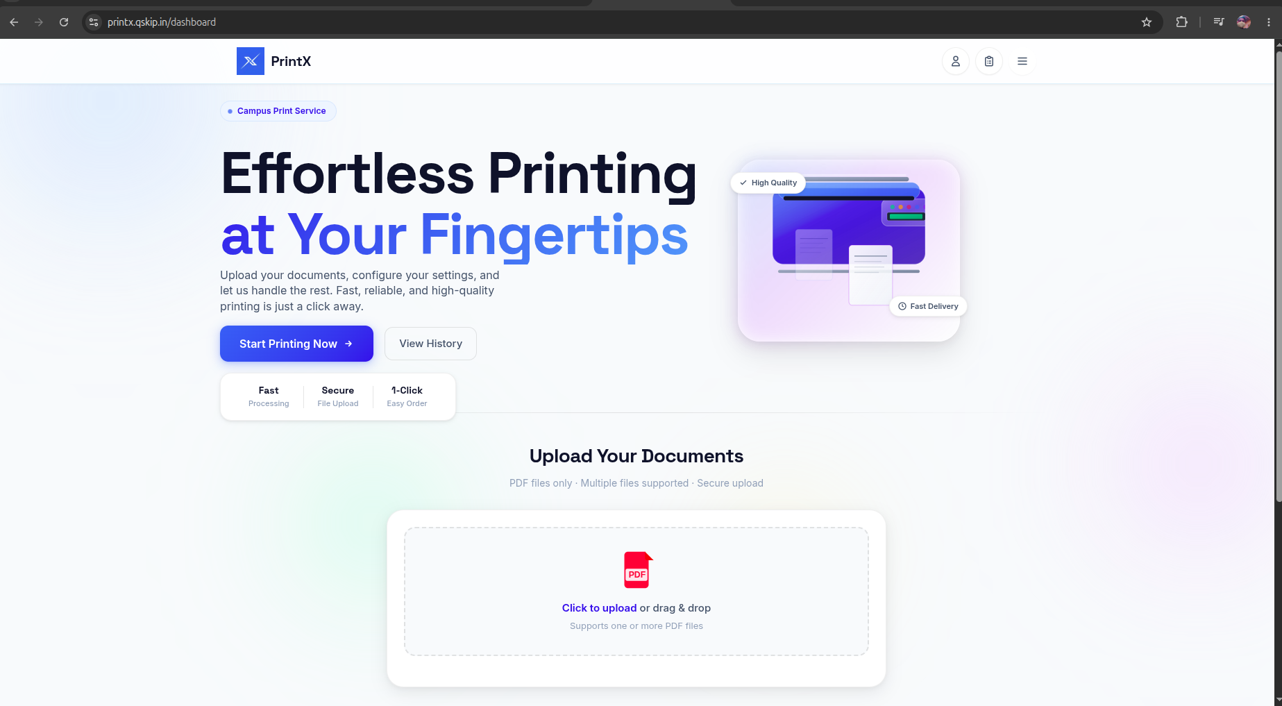 PrintX — Campus Print Service screenshot